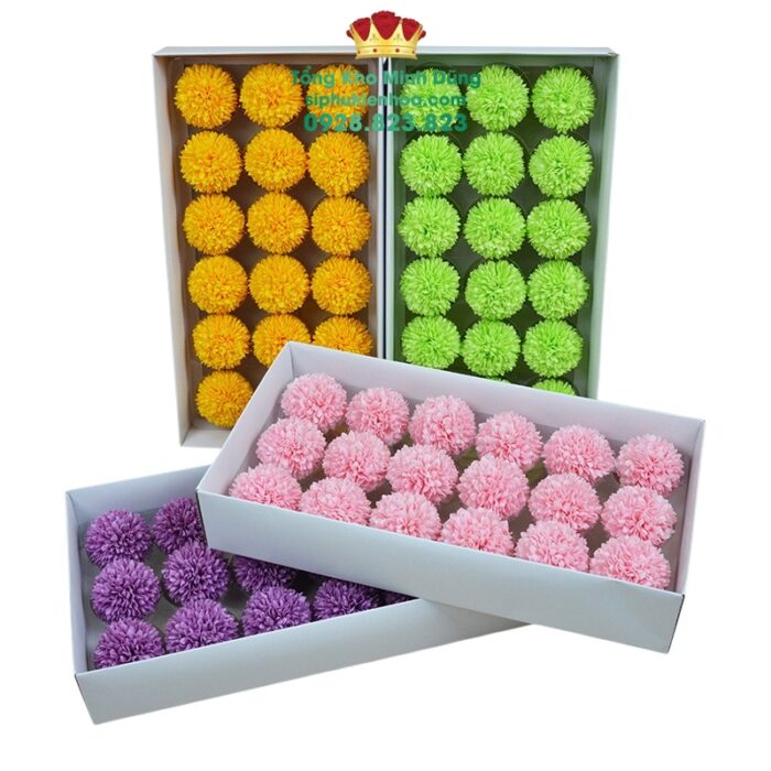 Hoa Sáp Pingpong Lớn Cao Cấp (Hộp 18 Bông)