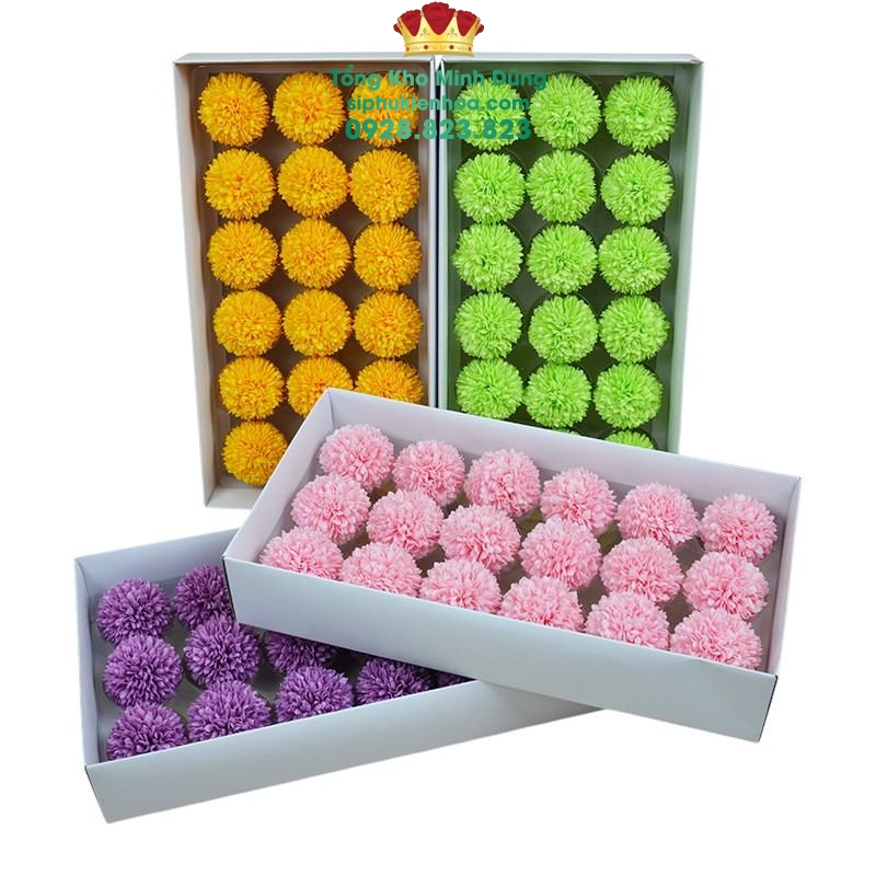 Hoa Sáp Pingpong Lớn Cao Cấp (Hộp 18 Bông) - Sỉ Phụ Kiện Hoa Hoa Sáp Pingpong Lớn Cao Cấp (Hộp 18 Bông)
