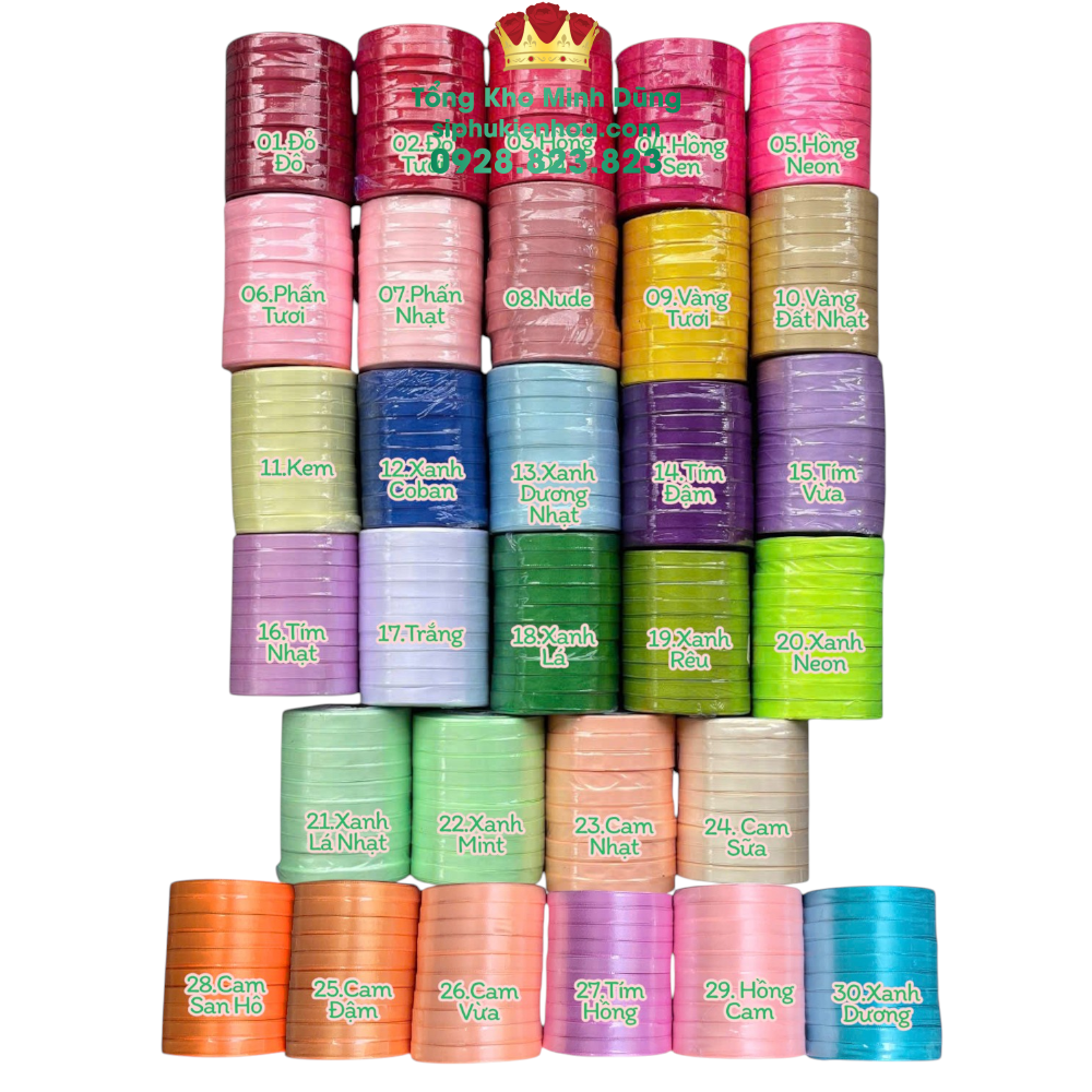 Ruy Băng Lụa Trơn 1Cm Cao Cấp - Sỉ Phụ Kiện Hoa Ruy Băng Lụa Trơn 1Cm Cao Cấp - Ảnh 2