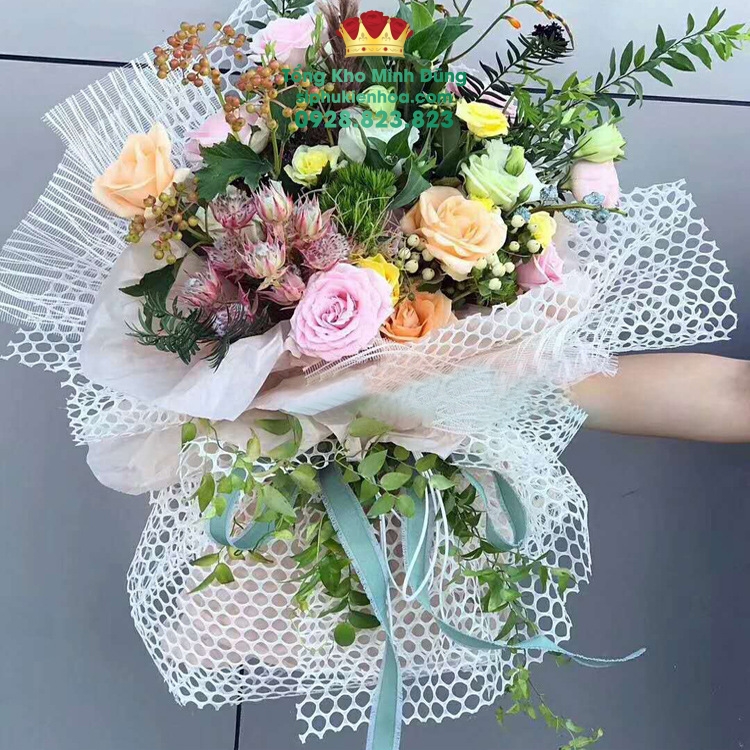 Cuộn Lưới Lỗ Tròn Gói Hoa Cao Cấp - Sỉ Phụ Kiện Hoa Cuộn Lưới Lỗ Tròn Gói Hoa Cao Cấp - Ảnh 3
