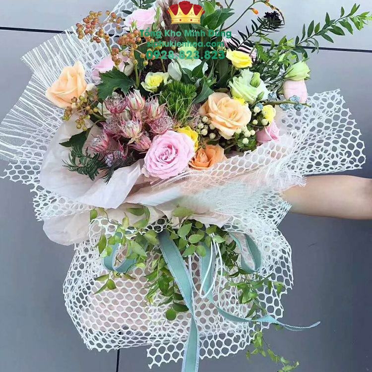 Cuộn Lưới Lỗ Tròn Gói Hoa Cao Cấp - Sỉ Phụ Kiện Hoa Cuộn Lưới Lỗ Tròn Gói Hoa Cao Cấp - Ảnh 3