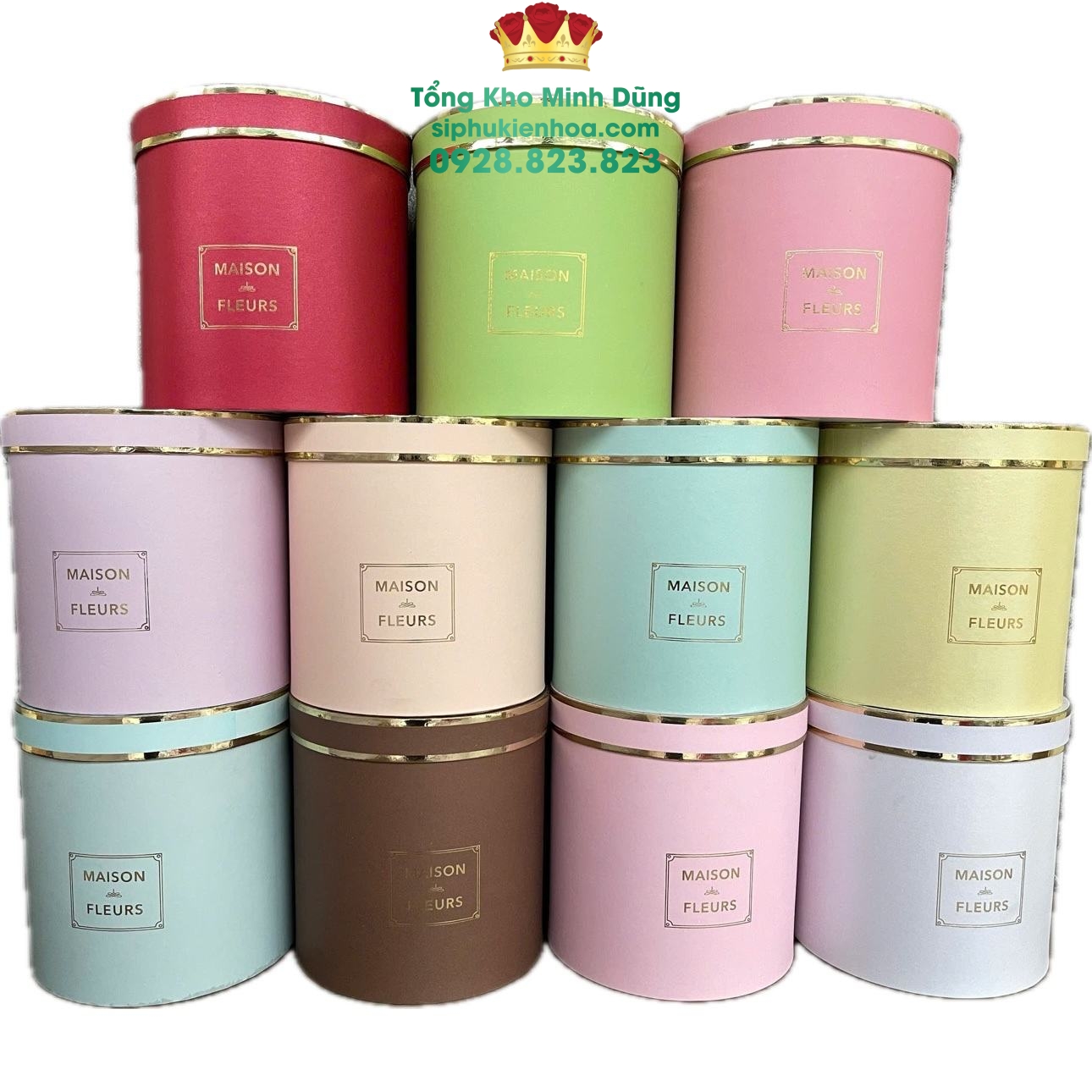 Set 3 Hộp Tròn Cắm Hoa Cao Cấp - Sỉ Phụ Kiện Hoa Set 3 Hộp Tròn Cắm Hoa Cao Cấp