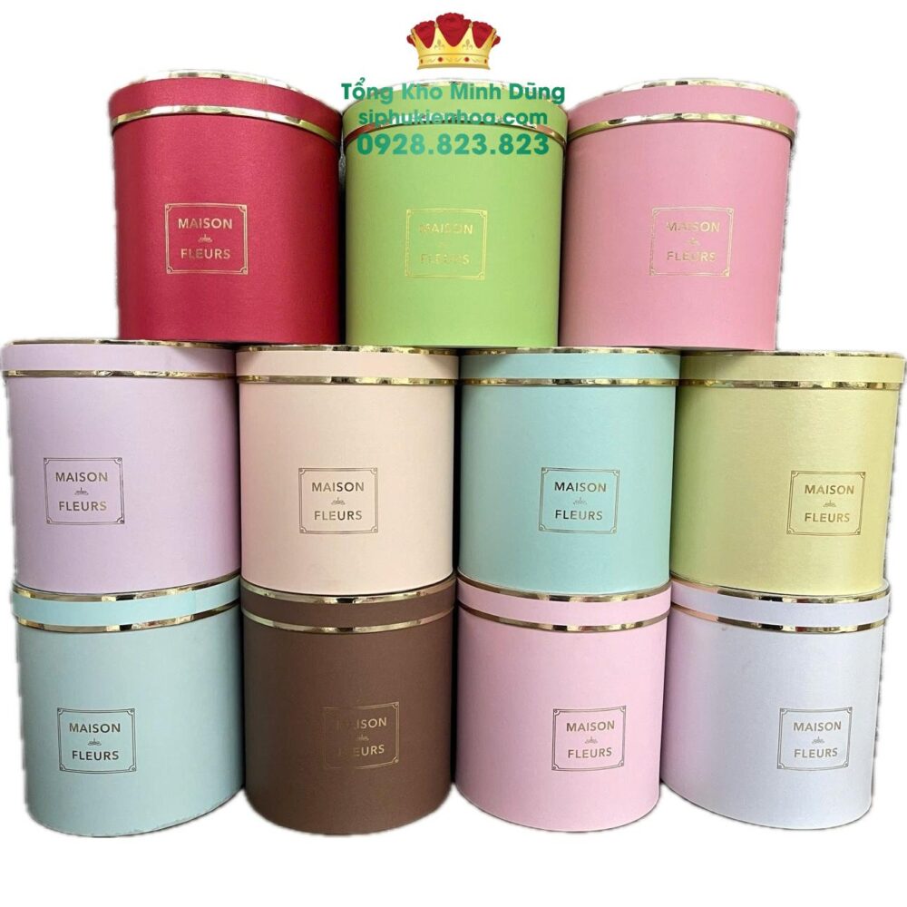 Set 3 Hộp Tròn Cắm Hoa Cao Cấp