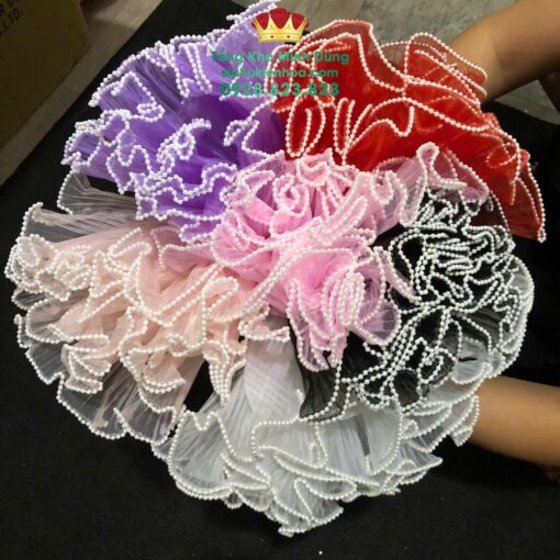 Voan Gợn Sóng Đính Hạt Cao Cấp