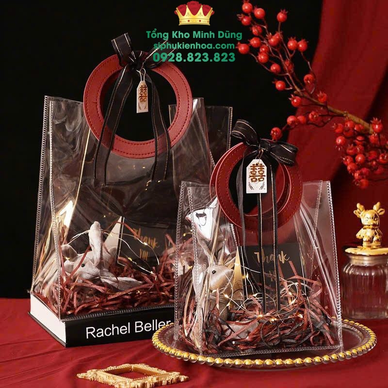 Túi Nhựa Trong Quai Da Cao Cấp (Set 10 Cái) - Sỉ Phụ Kiện Hoa Túi Nhựa Trong Quai Da Cao Cấp (Set 10 Cái) - Ảnh 2