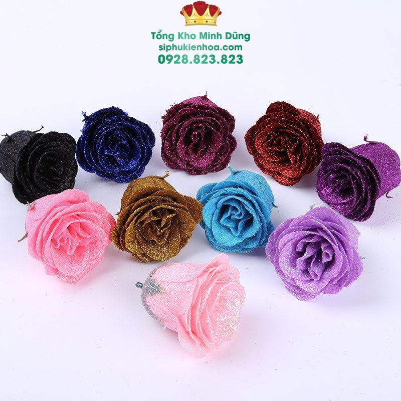 Đầu Bông Nhũ Kim Tuyến 30 Bông Cao Cấp - Sỉ Phụ Kiện Hoa Đầu Bông Nhũ Kim Tuyến 30 Bông Cao Cấp - Ảnh 2
