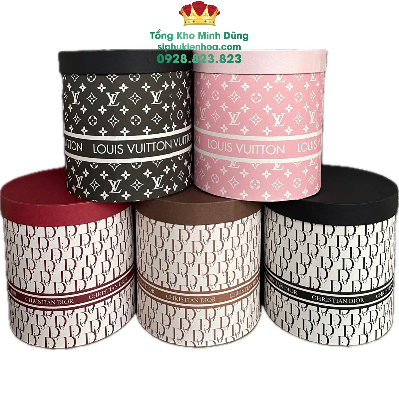 Set 3 Hộp Tròn Cắm Hoa Thương Hiệu Cao Cấp - Sỉ Phụ Kiện Hoa Set 3 Hộp Tròn Cắm Hoa Thương Hiệu Cao Cấp