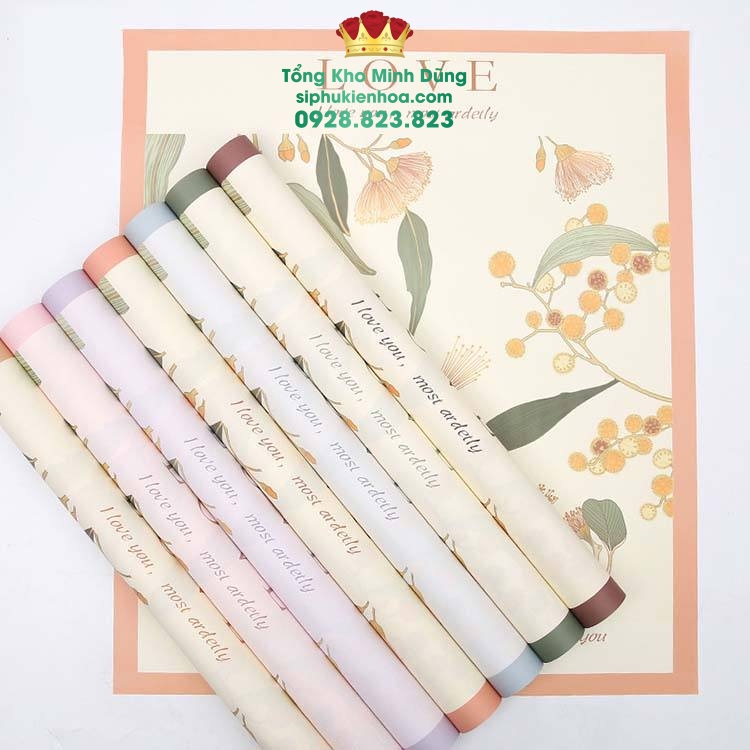 Giấy Gói Hoa Hoạ Tiết Hoa Bạch Đàn Cao Cấp (Xấp 20 Tờ) - Sỉ Phụ Kiện Hoa Giấy Gói Hoa Hoạ Tiết Hoa Bạch Đàn Cao Cấp (Xấp 20 Tờ)