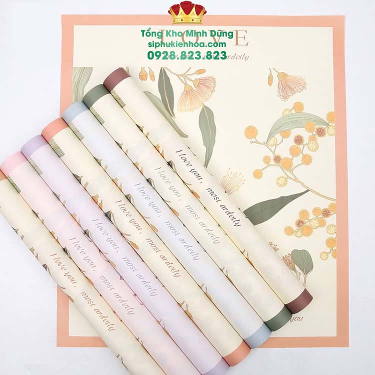 Giấy Gói Hoa Hoạ Tiết Hoa Bạch Đàn Cao Cấp (Xấp 20 Tờ) - Sỉ Phụ Kiện Hoa Giấy Gói Hoa Hoạ Tiết Hoa Bạch Đàn Cao Cấp (Xấp 20 Tờ)