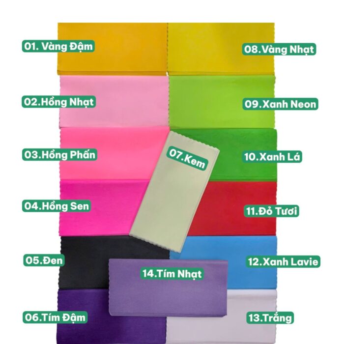 Giấy Lụa Xấp Gói Hoa Cao Cấp (Mếch Vân Long Trung) - 13.Trắng