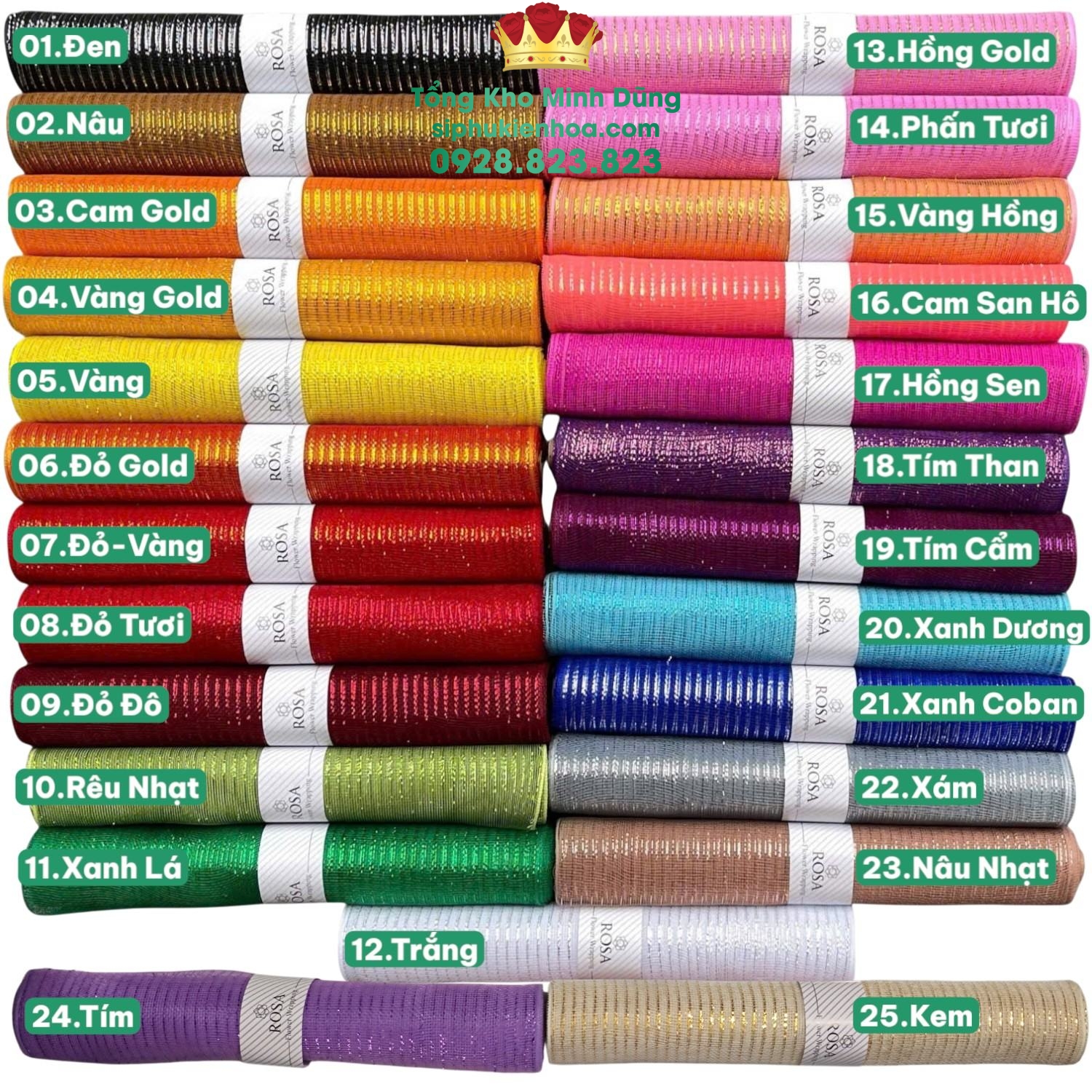 Cuộn Lưới Kim Tuyến Cao Cấp - Sỉ Phụ Kiện Hoa Cuộn Lưới Kim Tuyến Cao Cấp - Ảnh 3