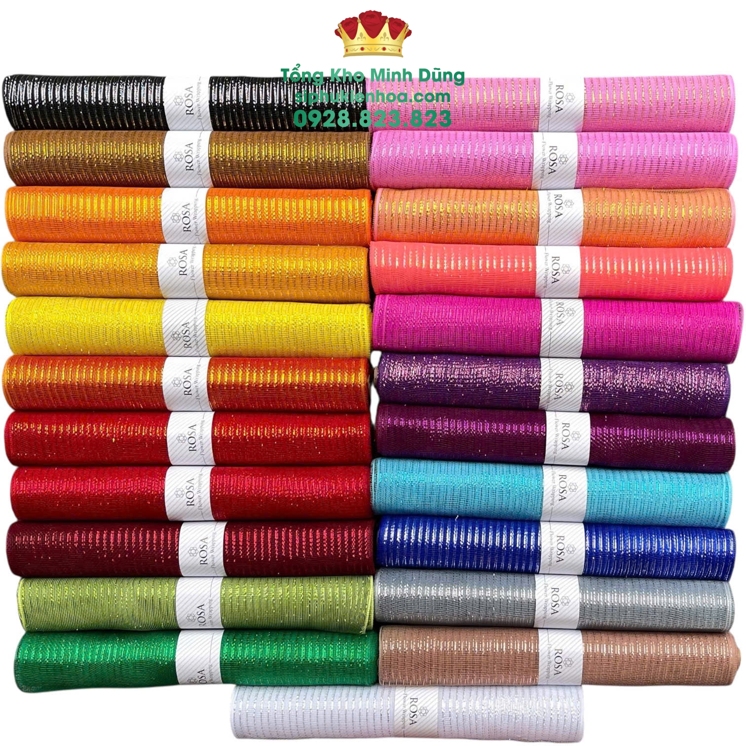 Cuộn Lưới Kim Tuyến Cao Cấp - Sỉ Phụ Kiện Hoa Cuộn Lưới Kim Tuyến Cao Cấp