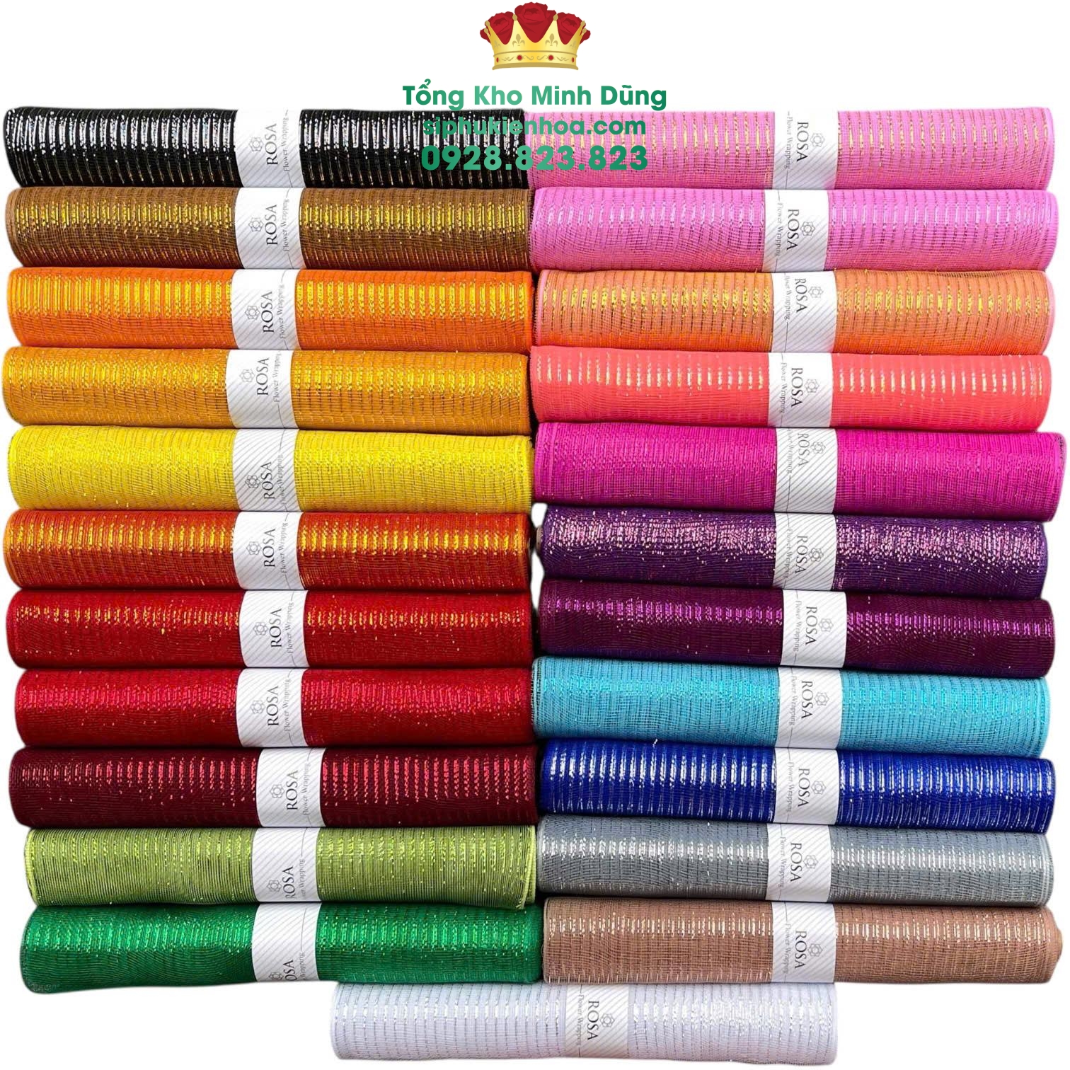 Cuộn Lưới Kim Tuyến Cao Cấp - Sỉ Phụ Kiện Hoa Cuộn Lưới Kim Tuyến Cao Cấp