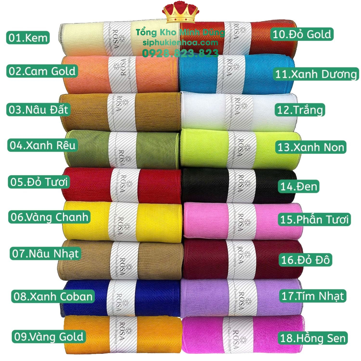 Cuộn Lưới Cứng Ngắn Cao Cấp - Sỉ Phụ Kiện Hoa Cuộn Lưới Cứng Ngắn Cao Cấp - Ảnh 3