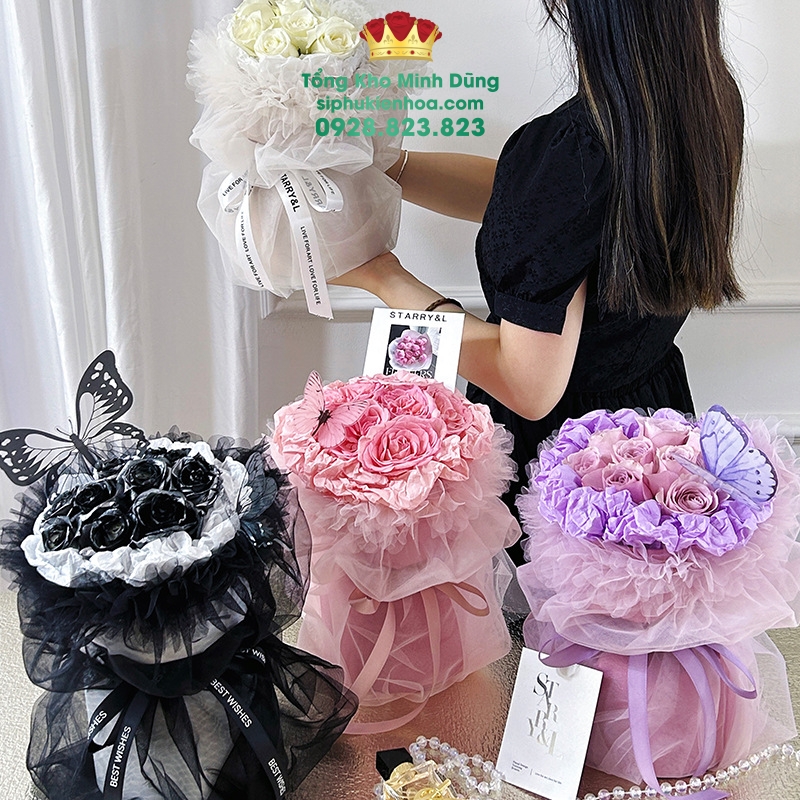 Voan Bèo Nhún May Sẵn Cao Cấp (Set 5 Cái) - Sỉ Phụ Kiện Hoa Voan Bèo Nhún May Sẵn Cao Cấp (Set 5 Cái) - Ảnh 2