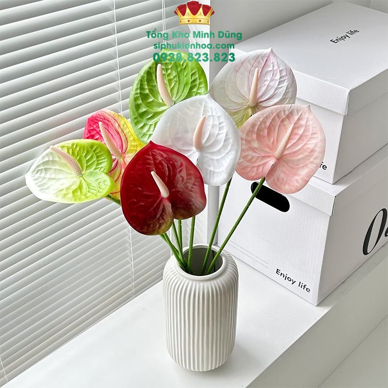 Cành Hoa Môn Cao Su Đẹp Cao Cấp (1 Cành) - Sỉ Phụ Kiện Hoa Cành Hoa Môn Cao Su Đẹp Cao Cấp (1 Cành)