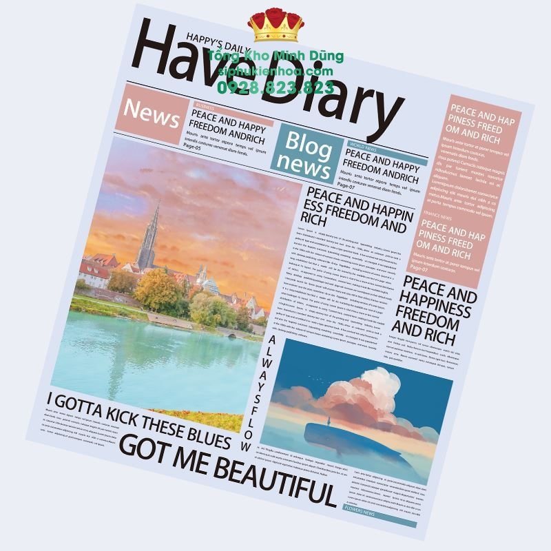Giấy Báo Chữ Have Diary Cao Cấp - Sỉ Phụ Kiện Hoa Giấy Báo Chữ Have Diary Cao Cấp - Ảnh 4