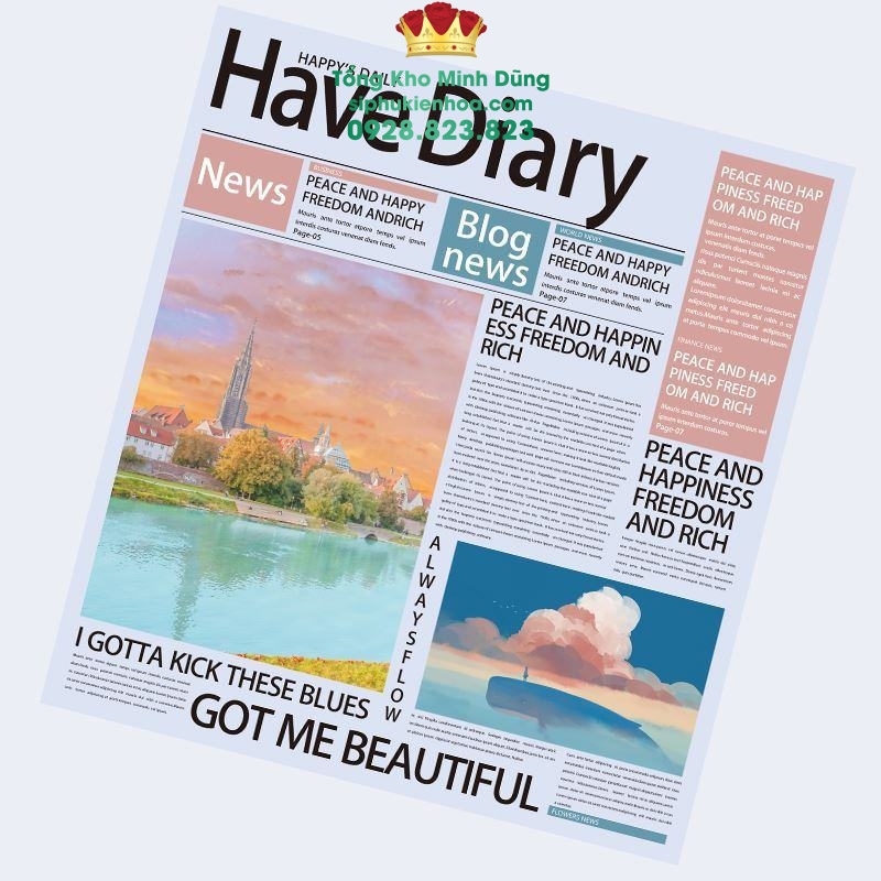 Giấy Báo Chữ Have Diary Cao Cấp - Sỉ Phụ Kiện Hoa Giấy Báo Chữ Have Diary Cao Cấp - Ảnh 4