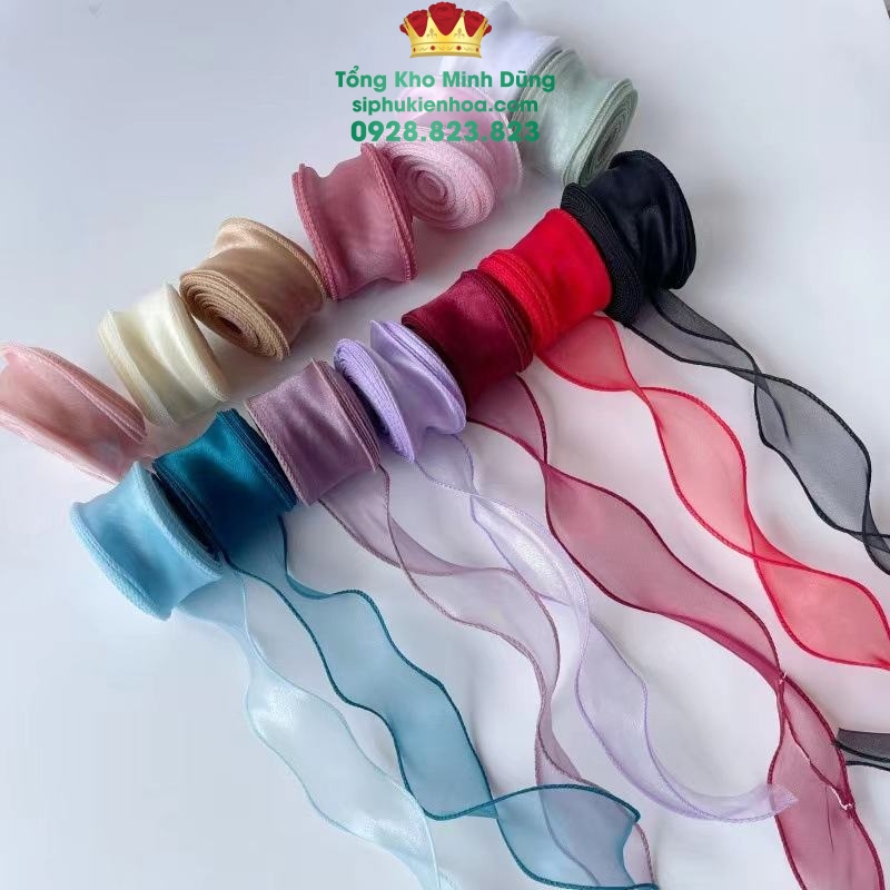 Ruy Băng Voan Viền Không Lõi Bịch Cao Cấp 10 Cuộn - Sỉ Phụ Kiện Hoa Ruy Băng Voan Viền Không Lõi Bịch Cao Cấp 10 Cuộn
