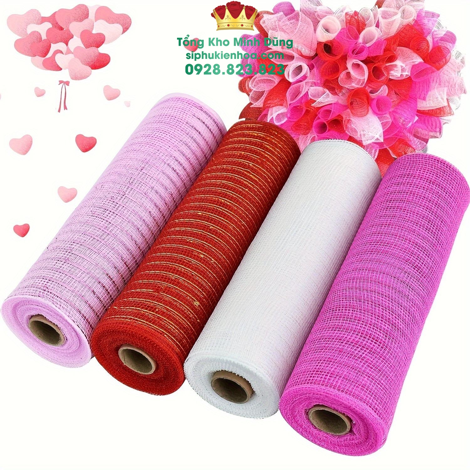 Cuộn Lưới Cứng Kim Tuyến Ngắn Cao Cấp (26Cm*10Yard) - Sỉ Phụ Kiện Hoa Cuộn Lưới Cứng Kim Tuyến Ngắn Cao Cấp (26Cm*10Yard) - Ảnh 3