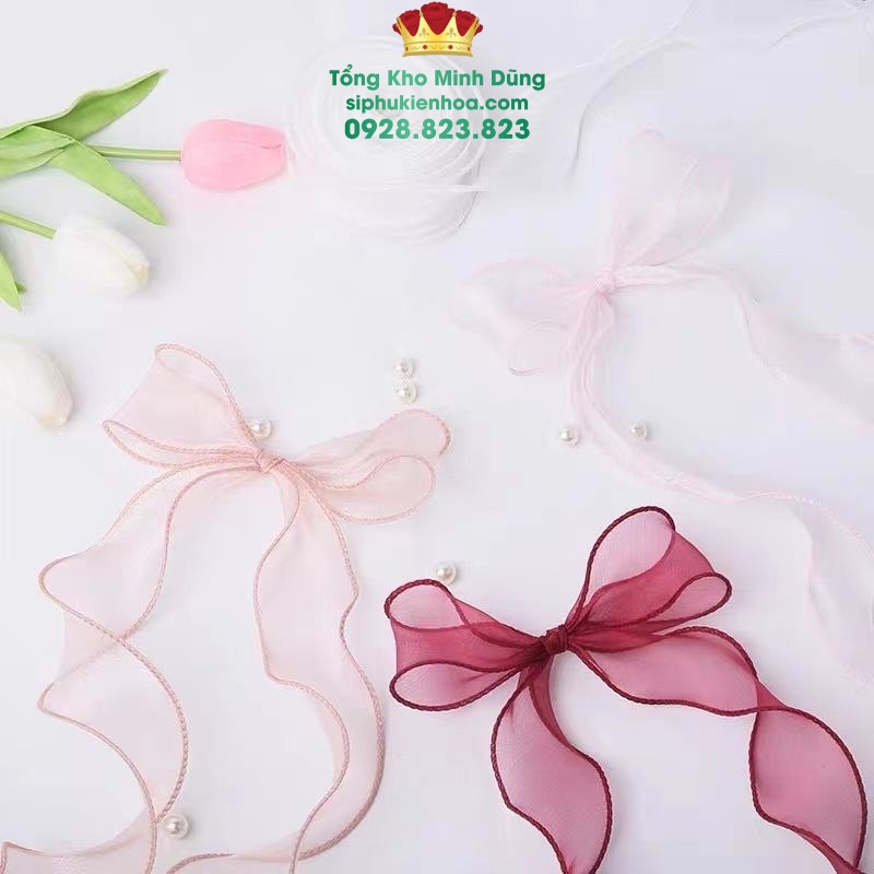 Ruy Băng Voan Viền Không Lõi Bịch Cao Cấp 10 Cuộn - Sỉ Phụ Kiện Hoa Ruy Băng Voan Viền Không Lõi Bịch Cao Cấp 10 Cuộn - Ảnh 2