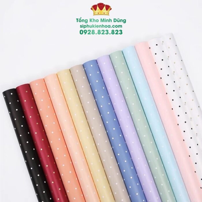 Giấy 1 Mặt Họa Tiết Chấm Bi Cao Cấp