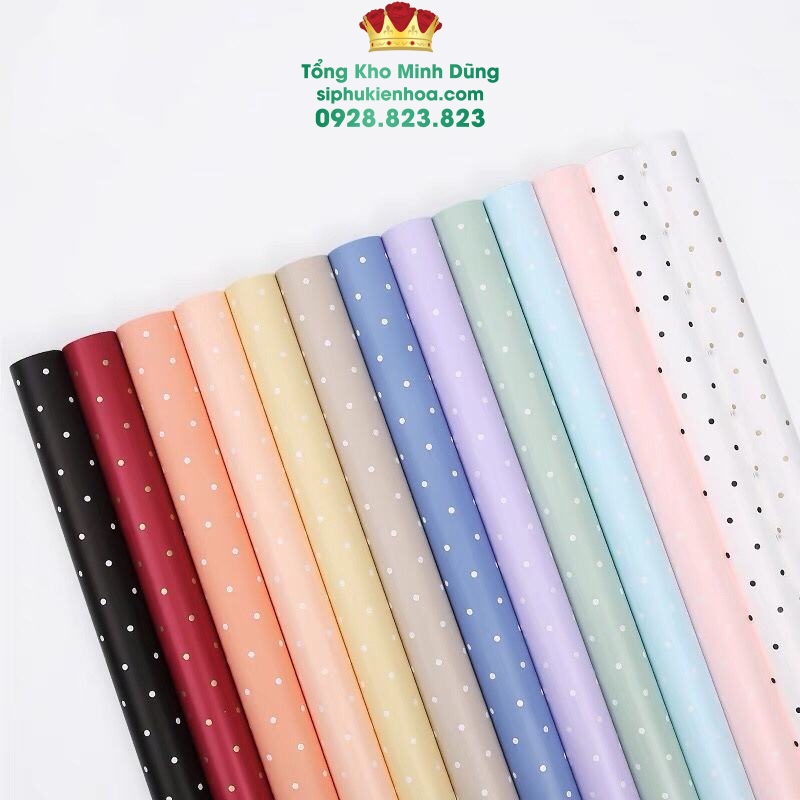 Giấy 1 Mặt Họa Tiết Chấm Bi Cao Cấp - Sỉ Phụ Kiện Hoa Giấy 1 Mặt Họa Tiết Chấm Bi Cao Cấp
