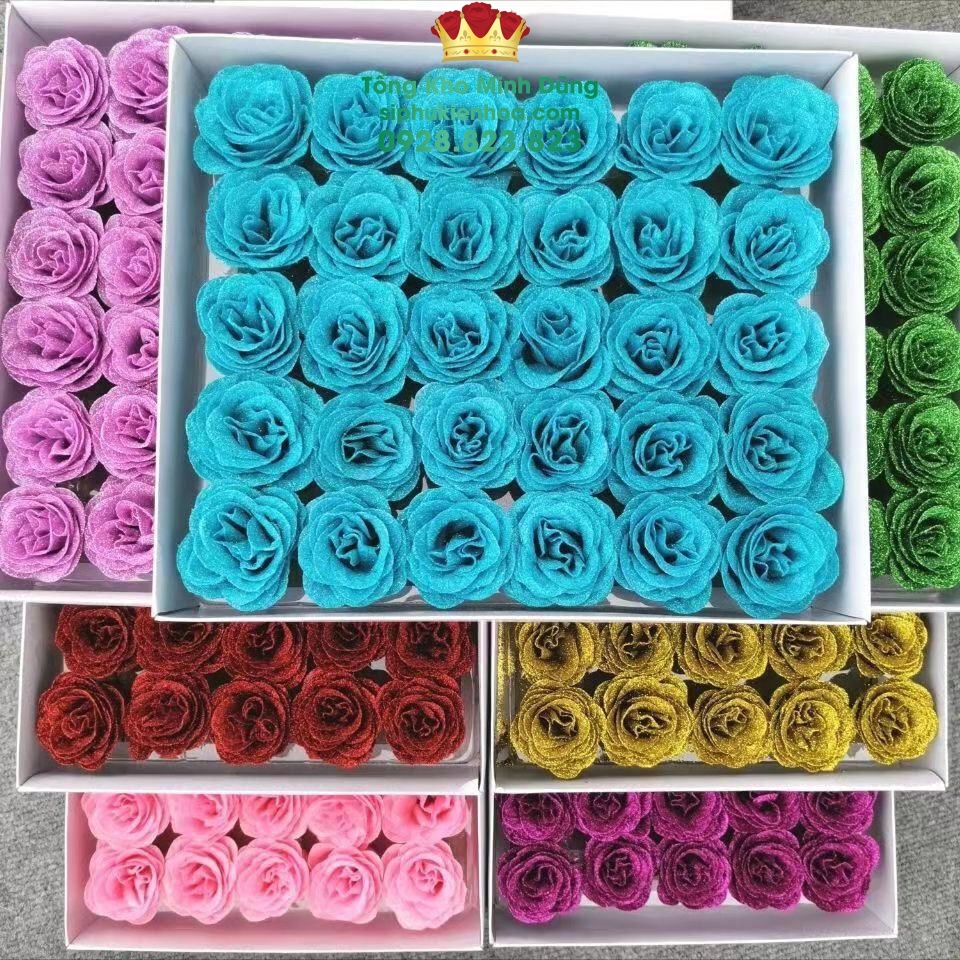 Đầu Bông Nhũ Kim Tuyến 30 Bông Cao Cấp - Sỉ Phụ Kiện Hoa Đầu Bông Nhũ Kim Tuyến 30 Bông Cao Cấp