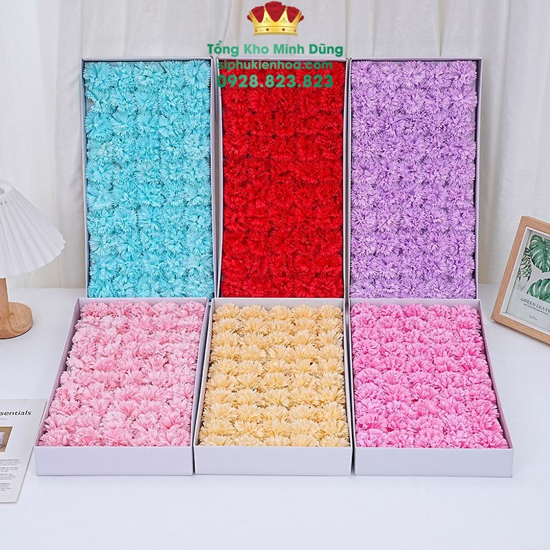 Đầu Bông Hoa Cẩm Chướng Cao Cấp (Hộp 50 Bông) - Sỉ Phụ Kiện Hoa Đầu Bông Hoa Cẩm Chướng Cao Cấp (Hộp 50 Bông) - Ảnh 2