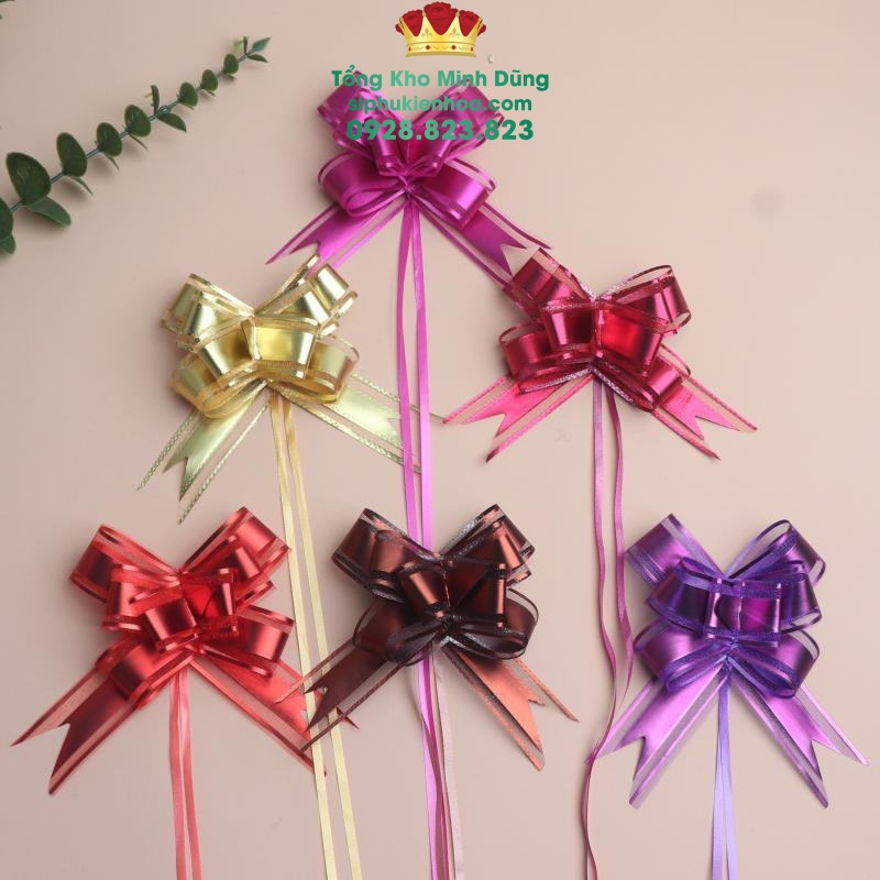 Nơ Rút Voan Cao Cấp (Bịch 10 Cái) - Sỉ Phụ Kiện Hoa Nơ Rút Voan Cao Cấp (Bịch 10 Cái) - Ảnh 2