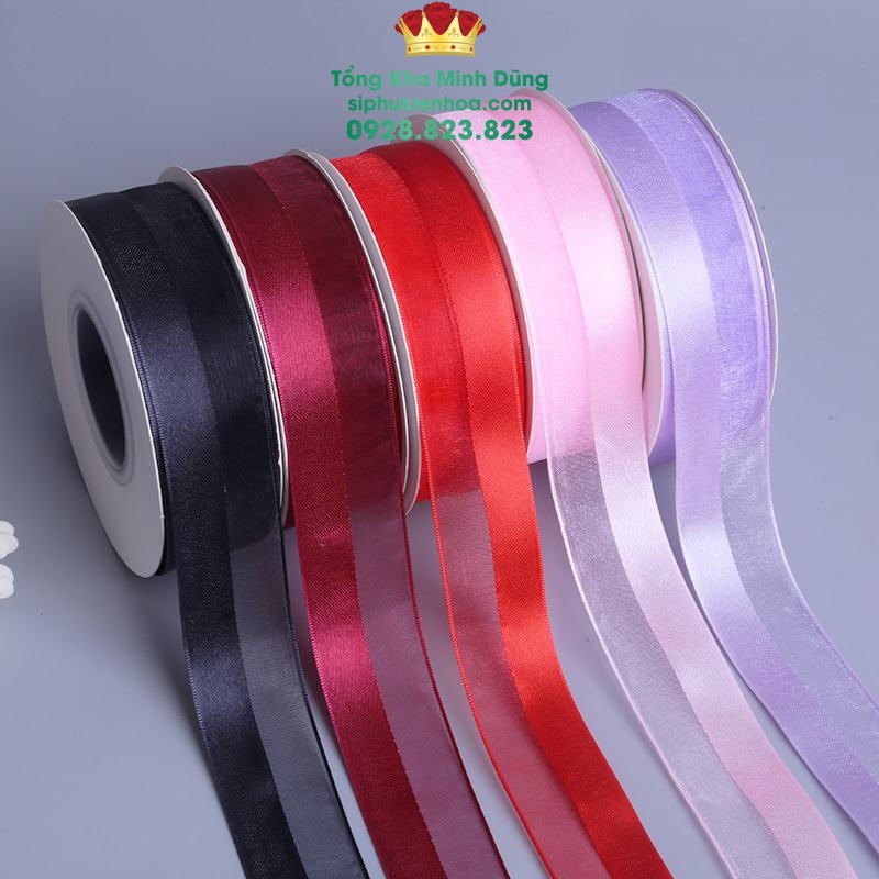 Ruy Băng Voan Lụa 2 Màu Cao Cấp - Sỉ Phụ Kiện Hoa Ruy Băng Voan Lụa 2 Màu Cao Cấp