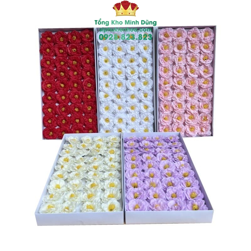 Đầu Bông Hồng Trà Chanel Cao Cấp (Hộp 36 Bông) - Sỉ Phụ Kiện Hoa Đầu Bông Hồng Trà Chanel Cao Cấp (Hộp 36 Bông)