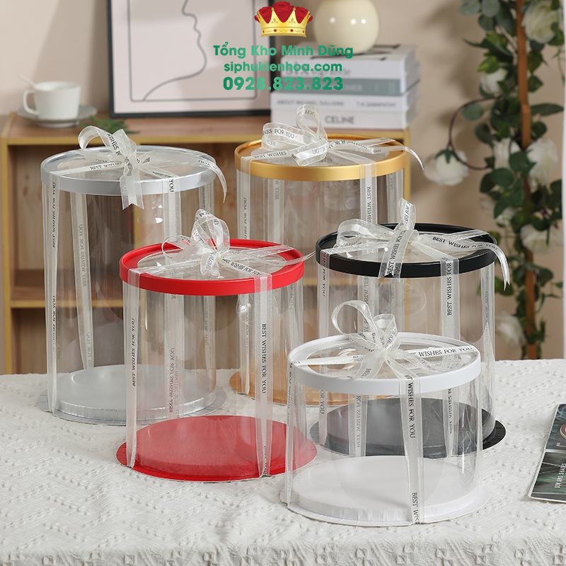 Hộp Trụ Mika 30X35Cm Cao Cấp - Sỉ Phụ Kiện Hoa Hộp Trụ Mika 30X35Cm Cao Cấp