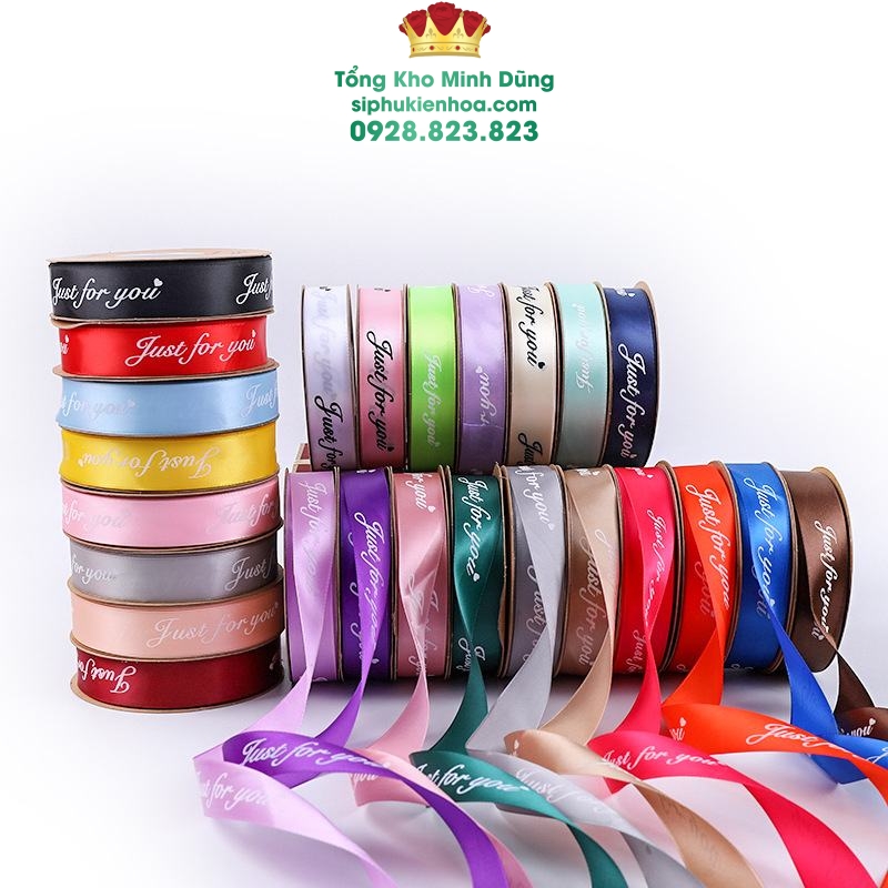 Ruy Băng Lụa Chữ 2,5Cm Just For You Cao Cấp - Sỉ Phụ Kiện Hoa Ruy Băng Lụa Chữ 2,5Cm Just For You Cao Cấp - Ảnh 2