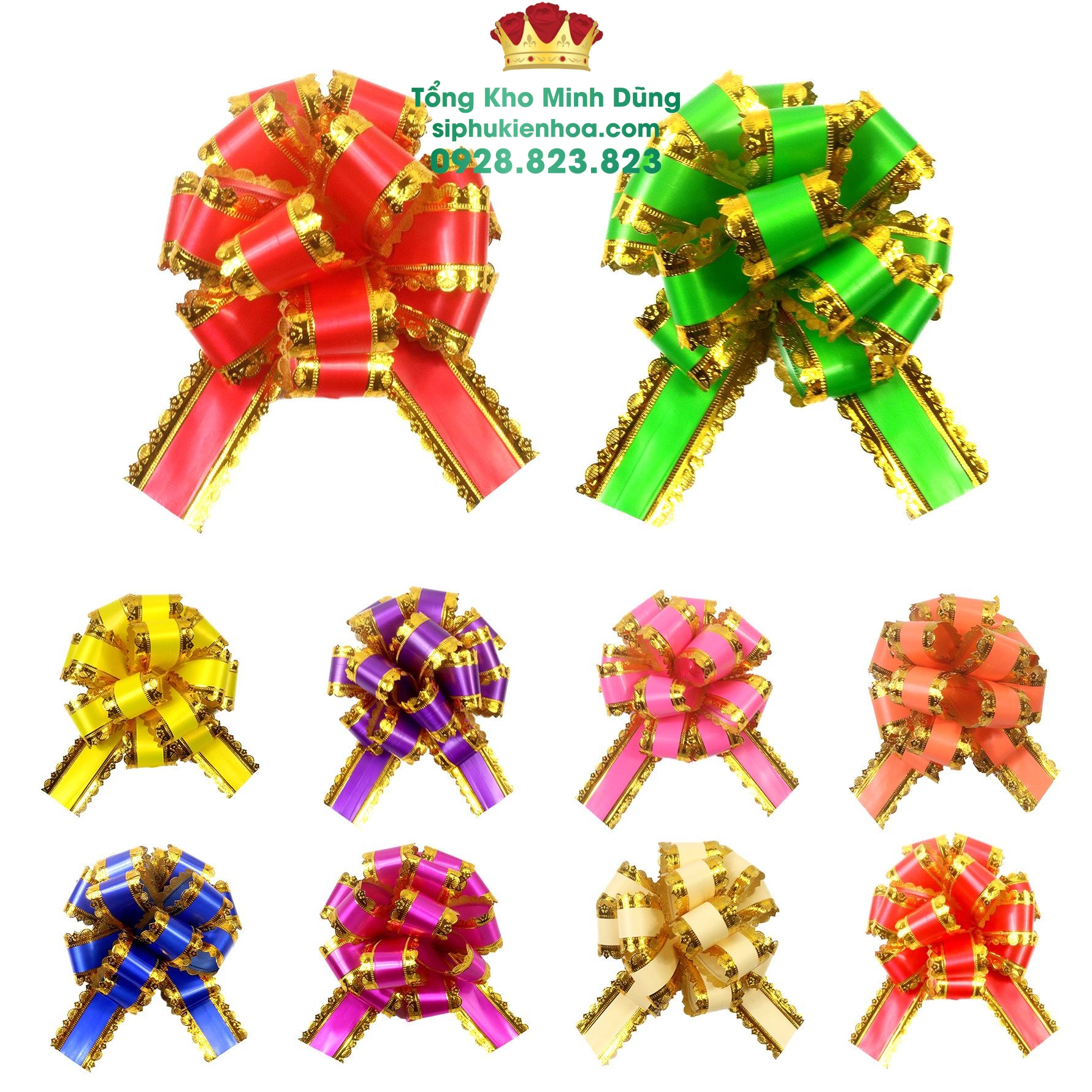 Ruy Băng Rút Tú Cầu Viền Ren Vàng Cao Cấp (1 Cái) - Sỉ Phụ Kiện Hoa Ruy Băng Rút Tú Cầu Viền Ren Vàng Cao Cấp (1 Cái) - Ảnh 2