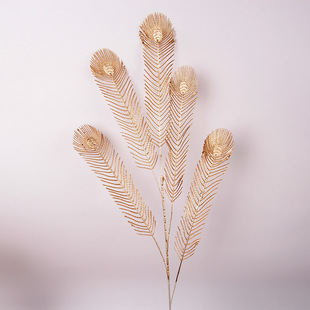 cành Công Xòe Nhũ Đồng Set 10 Cành - Sỉ Phụ Kiện Hoa cành Công Xòe Nhũ Đồng Set 10 Cành