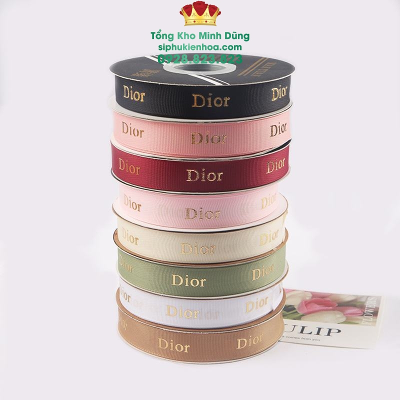 Ruy Băng Chữ Nhũ Vàng Dior Gân Cao Cấp - Sỉ Phụ Kiện Hoa Ruy Băng Chữ Nhũ Vàng Dior Gân Cao Cấp - Ảnh 2
