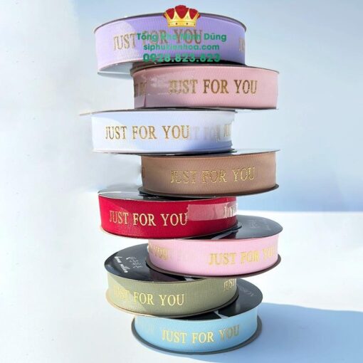 Ruy Băng Lụa Chữ Nhũ Vàng Just For You Cao Cấp