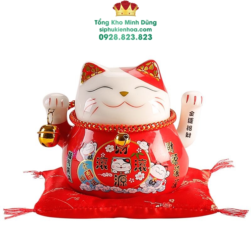 Mèo Thần Tài May Mắn Size 12cm - Sỉ Phụ Kiện Hoa Mèo Thần Tài May Mắn Size 12cm