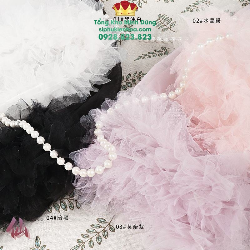 Voan Bèo Nhún May Sẵn Cao Cấp (Set 5 Cái) - Sỉ Phụ Kiện Hoa Voan Bèo Nhún May Sẵn Cao Cấp (Set 5 Cái) - Ảnh 3