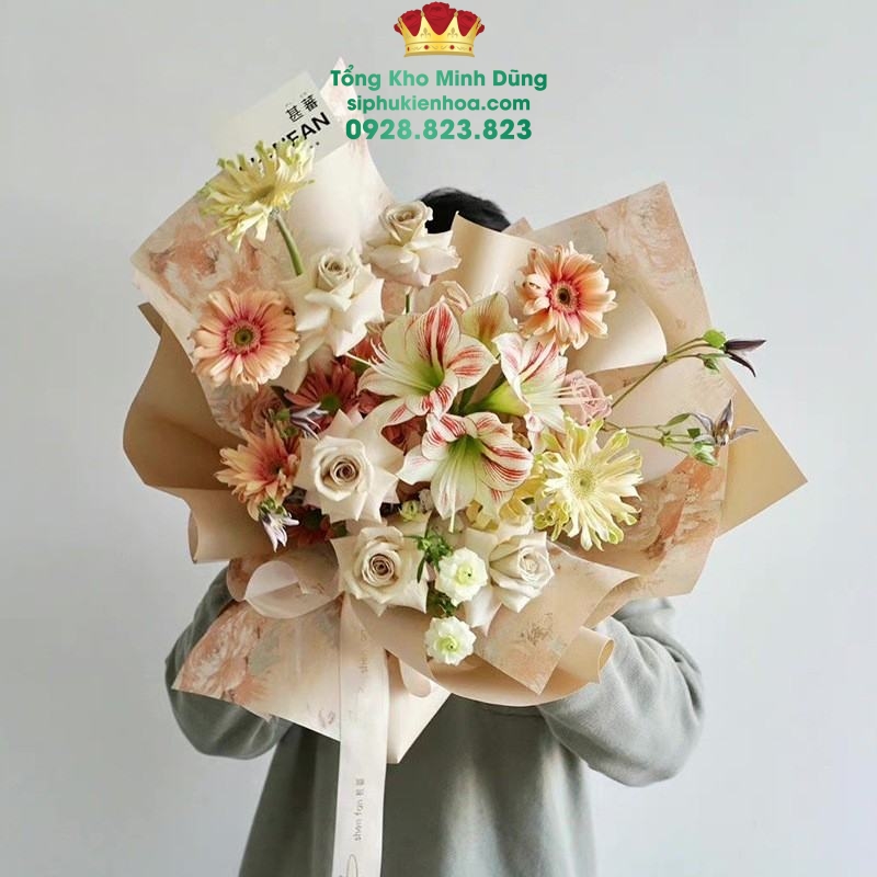 Giấy Gấm Hoa Mẫu Đơn Cao Cấp - Sỉ Phụ Kiện Hoa Giấy Gấm Hoa Mẫu Đơn Cao Cấp - Ảnh 2