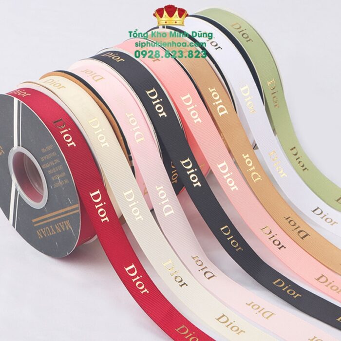 Ruy Băng Chữ Nhũ Vàng Dior Gân Cao Cấp