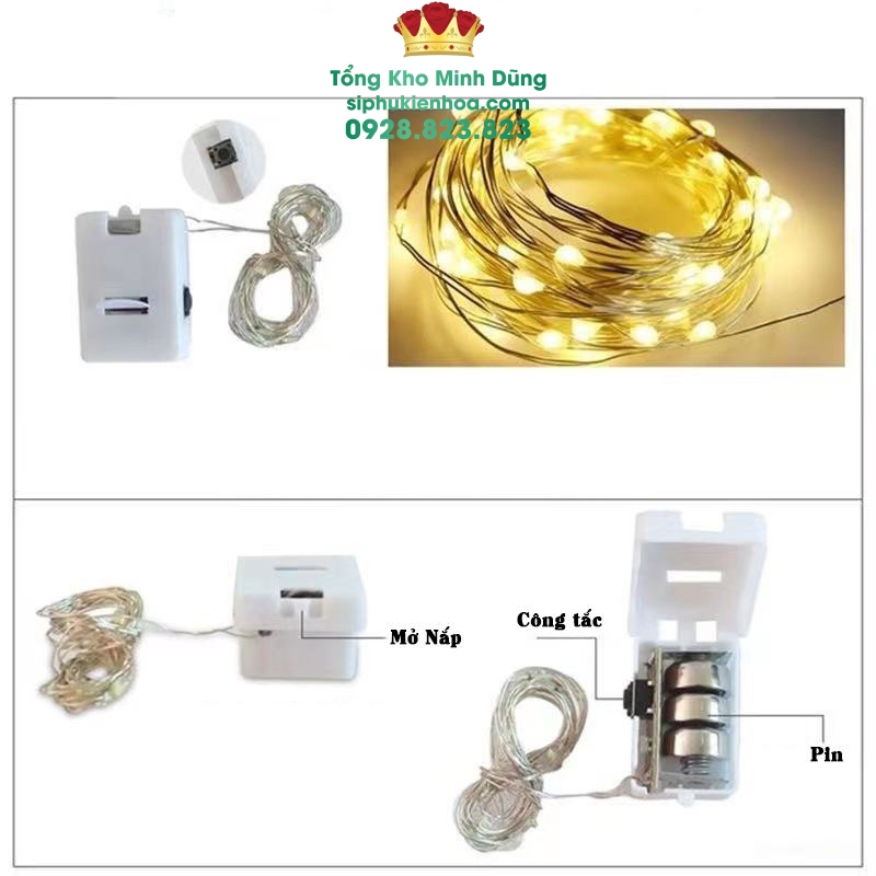 Set 10 Đèn Led Đom Đóm Cao Cấp (1Mét) - Sỉ Phụ Kiện Hoa Set 10 Đèn Led Đom Đóm Cao Cấp (1Mét)