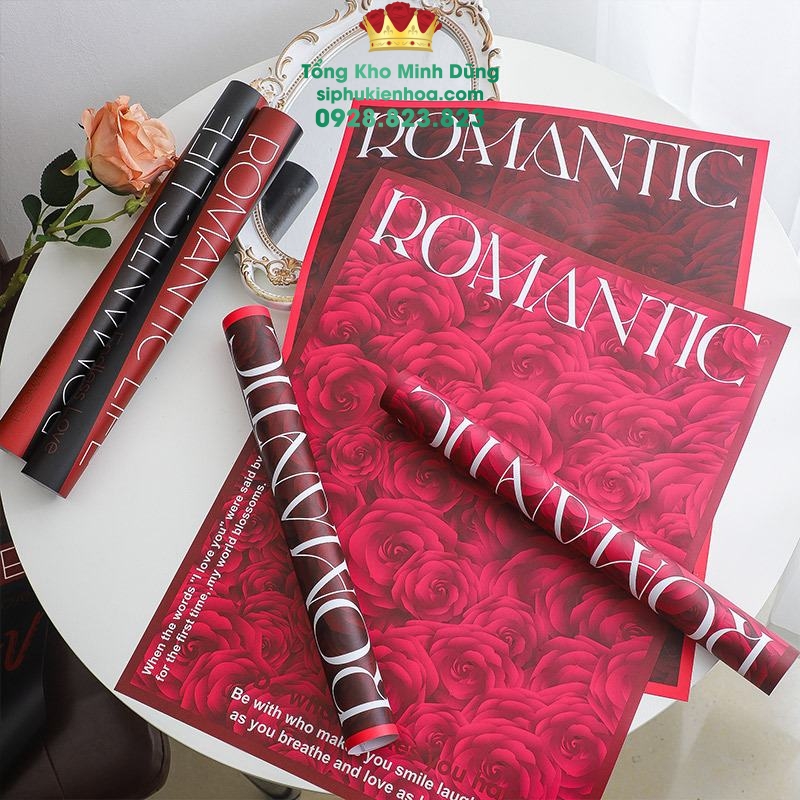 Giấy Romantic Chữ Love Đỏ Đen Cao Cấp - Sỉ Phụ Kiện Hoa Giấy Romantic Chữ Love Đỏ Đen Cao Cấp