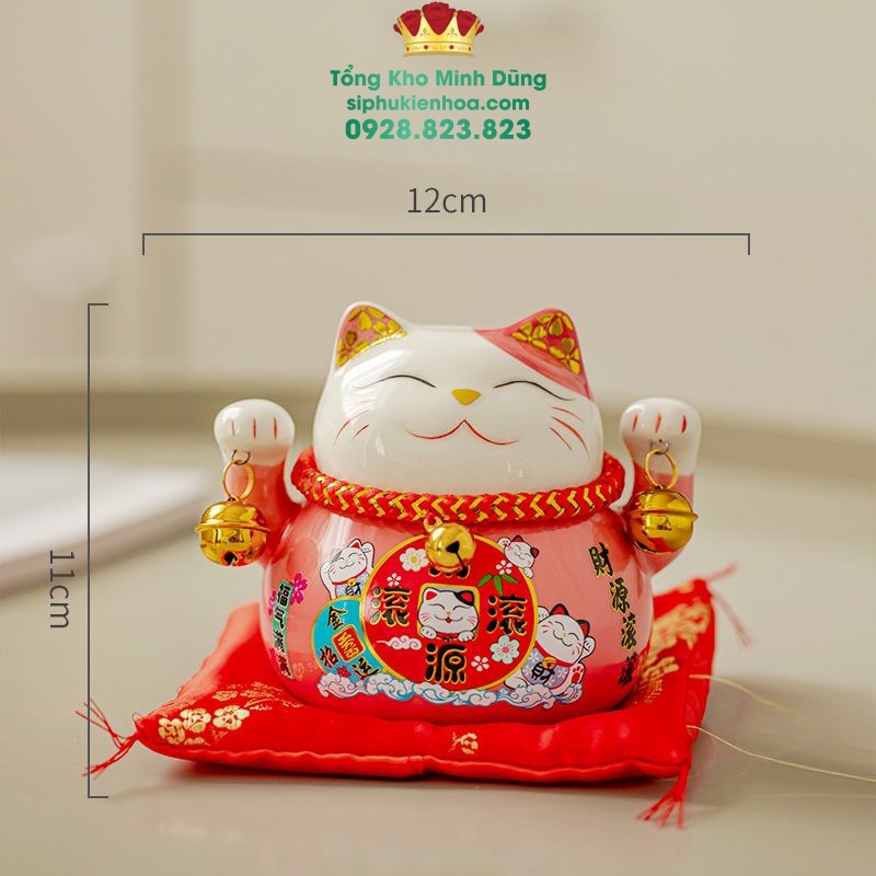 Mèo Thần Tài May Mắn Size 11cm - Sỉ Phụ Kiện Hoa Mèo Thần Tài May Mắn Size 11cm - Ảnh 3