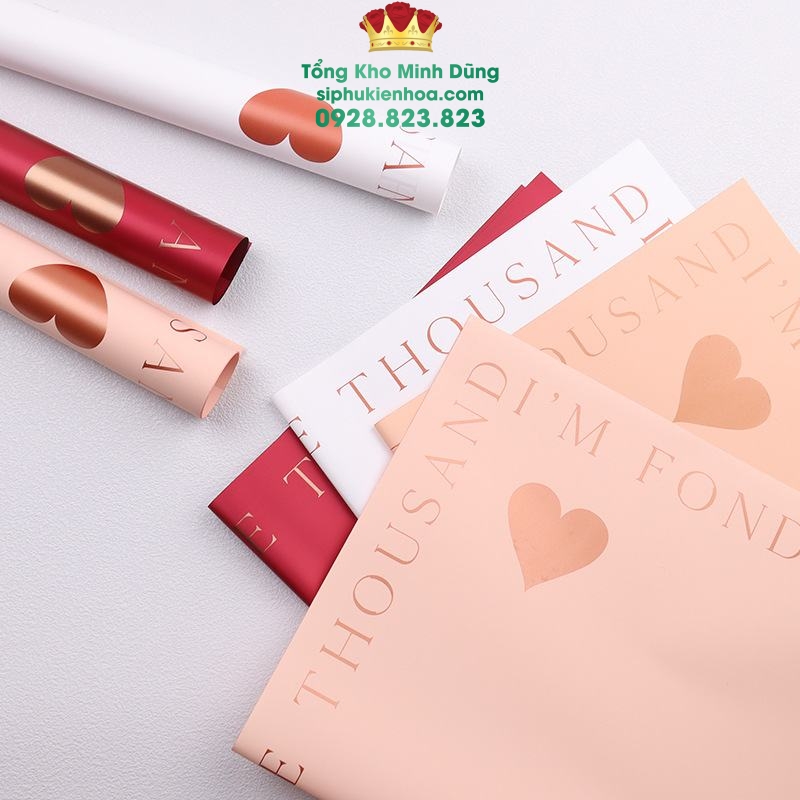Giấy 1 Mặt Họa Tiết Viền Chữ Love Thousand Cao Cấp - Sỉ Phụ Kiện Hoa Giấy 1 Mặt Họa Tiết Viền Chữ Love Thousand Cao Cấp