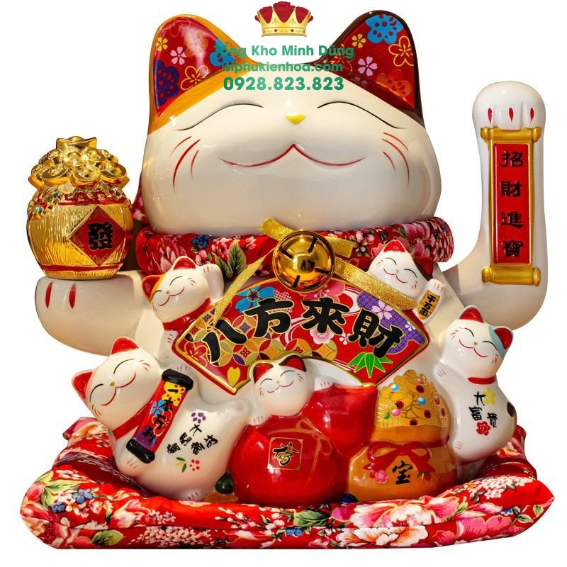 Mèo Thần Tài May Mắn Size 25cm - Sỉ Phụ Kiện Hoa Mèo Thần Tài May Mắn Size 25cm