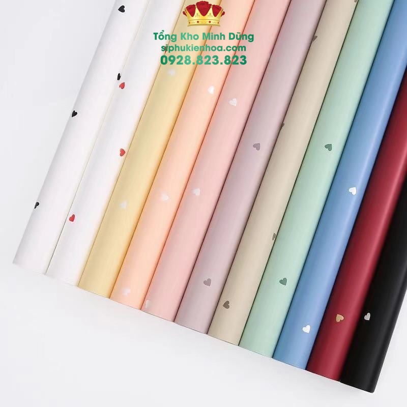 Giấy 1 Mặt Họa Tiết Tim Nhỏ Cao Cấp - Sỉ Phụ Kiện Hoa Giấy 1 Mặt Họa Tiết Tim Nhỏ Cao Cấp