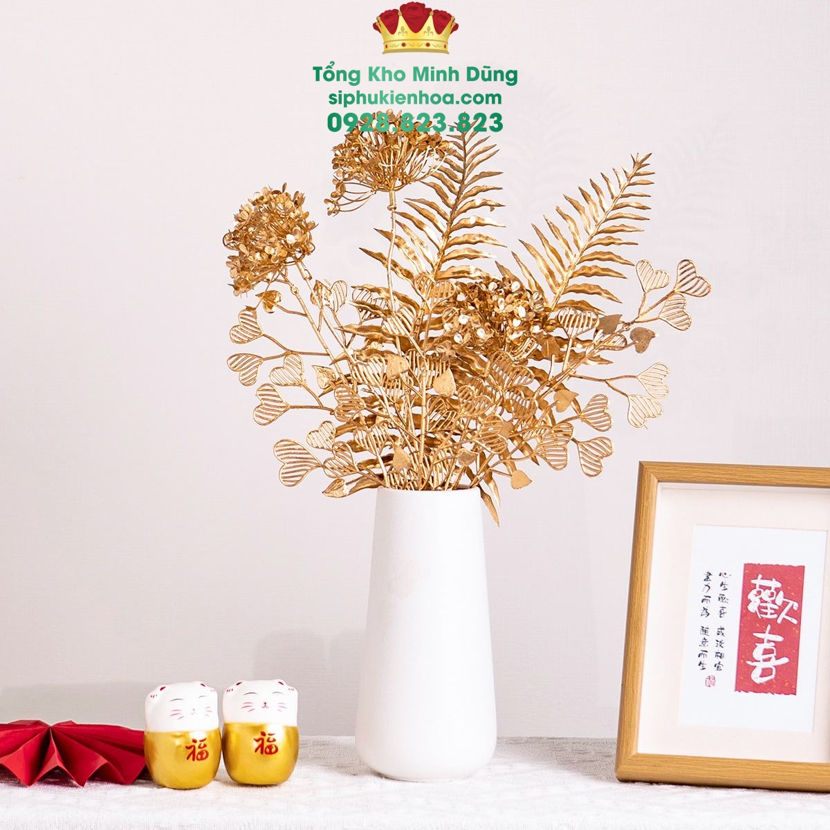 Tú Cầu Nhũ Vàng - Set 10 Cành - Sỉ Phụ Kiện Hoa Tú Cầu Nhũ Vàng - Set 10 Cành - Ảnh 2