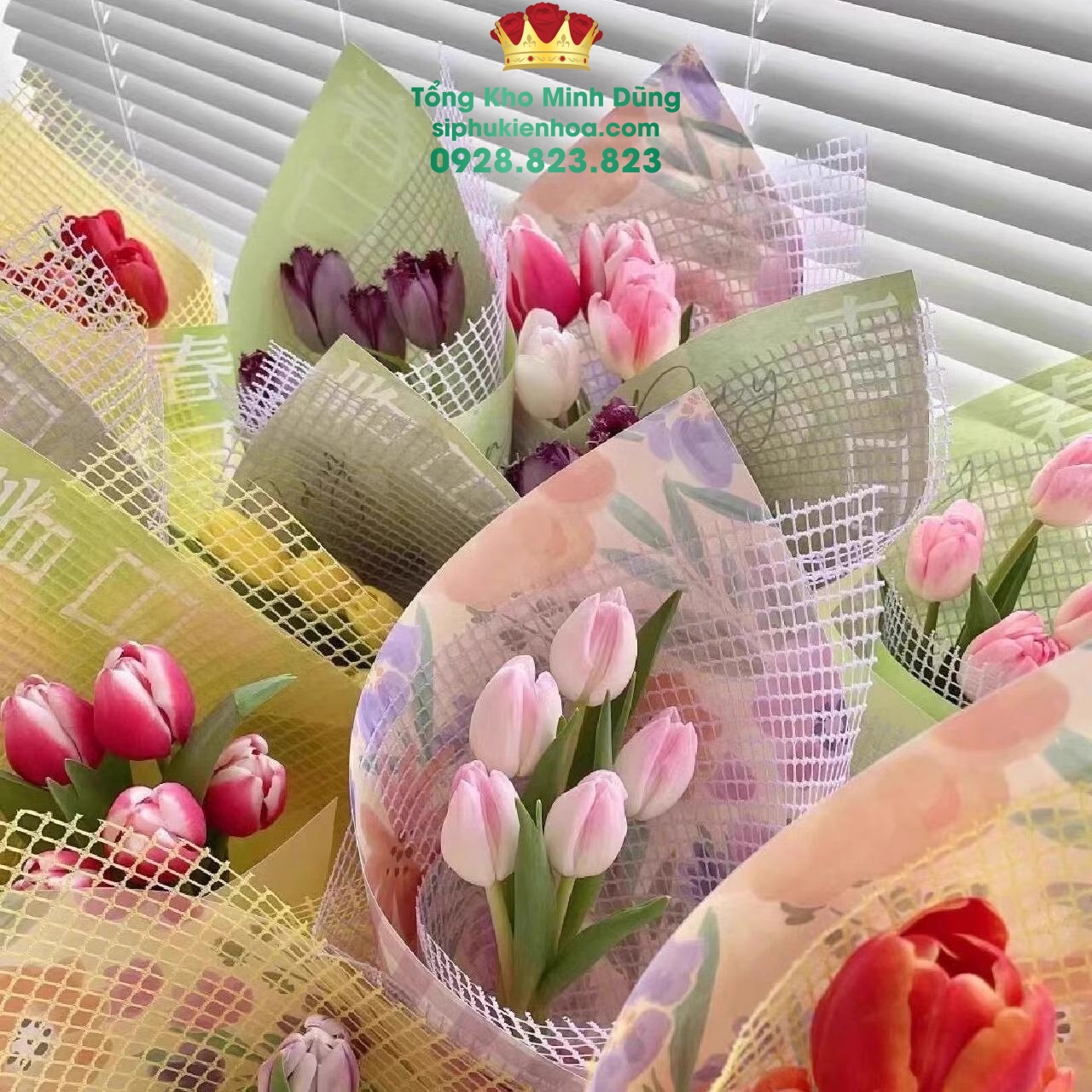 Lưới Ô Vuông Gói Hoa Cao Cấp - Sỉ Phụ Kiện Hoa Lưới Ô Vuông Gói Hoa Cao Cấp - Ảnh 3